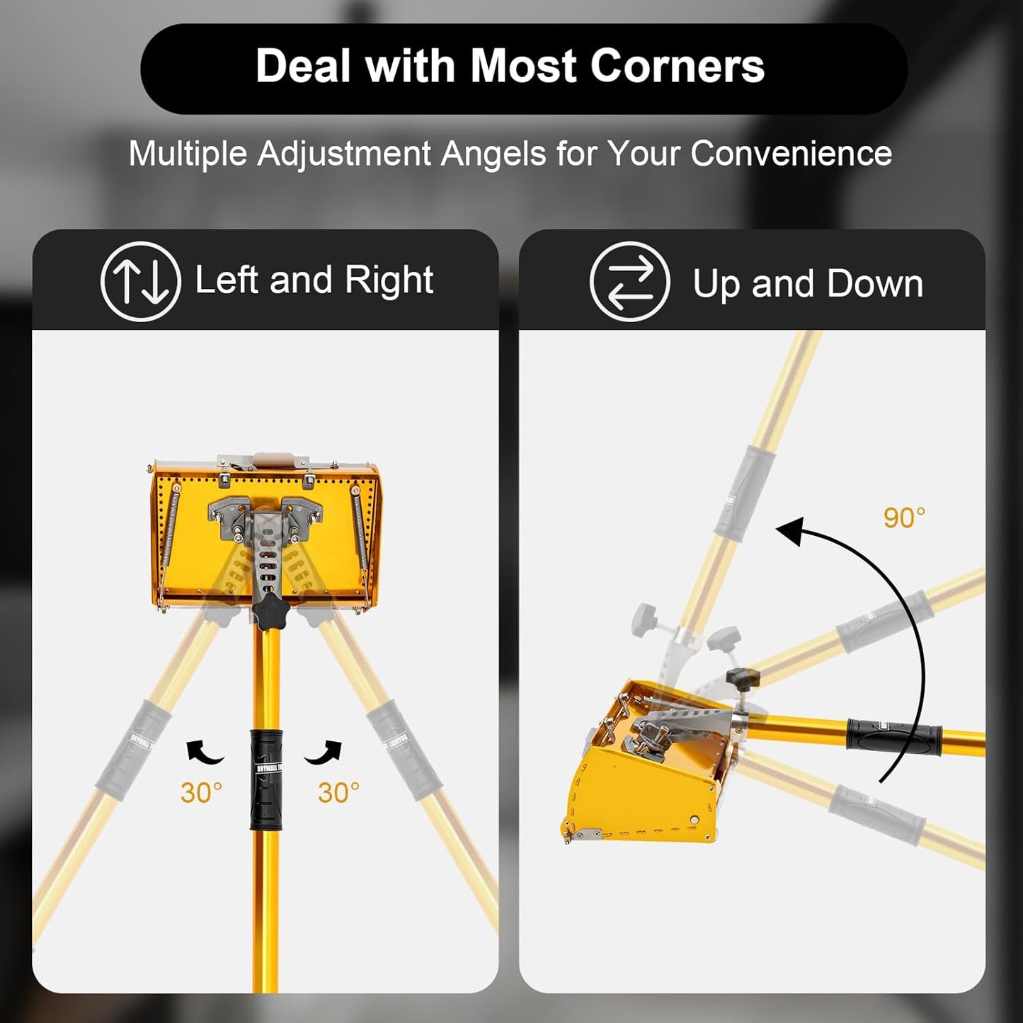 10" Drywall Flat Finishing Box Professional Drywall Tools Telescopic Drywall Flat Box 120° Adjustable Wallboard Drywall Box w/40''-64'' Telescopic Box Handle Drywall Cutter Tool