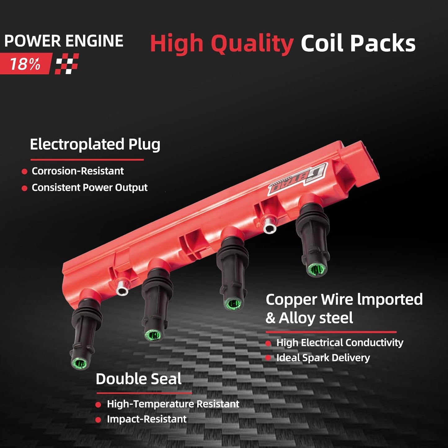 Upgraded Ignition Coil Pack and 4x Iridium Spark Plug for 1.4L 1.8L L4 2011-2021 Chevy Cruze Sonic Trax Volt Buick Encore, Fits Cadillac ELR Replaces UF669 D521C 55577898