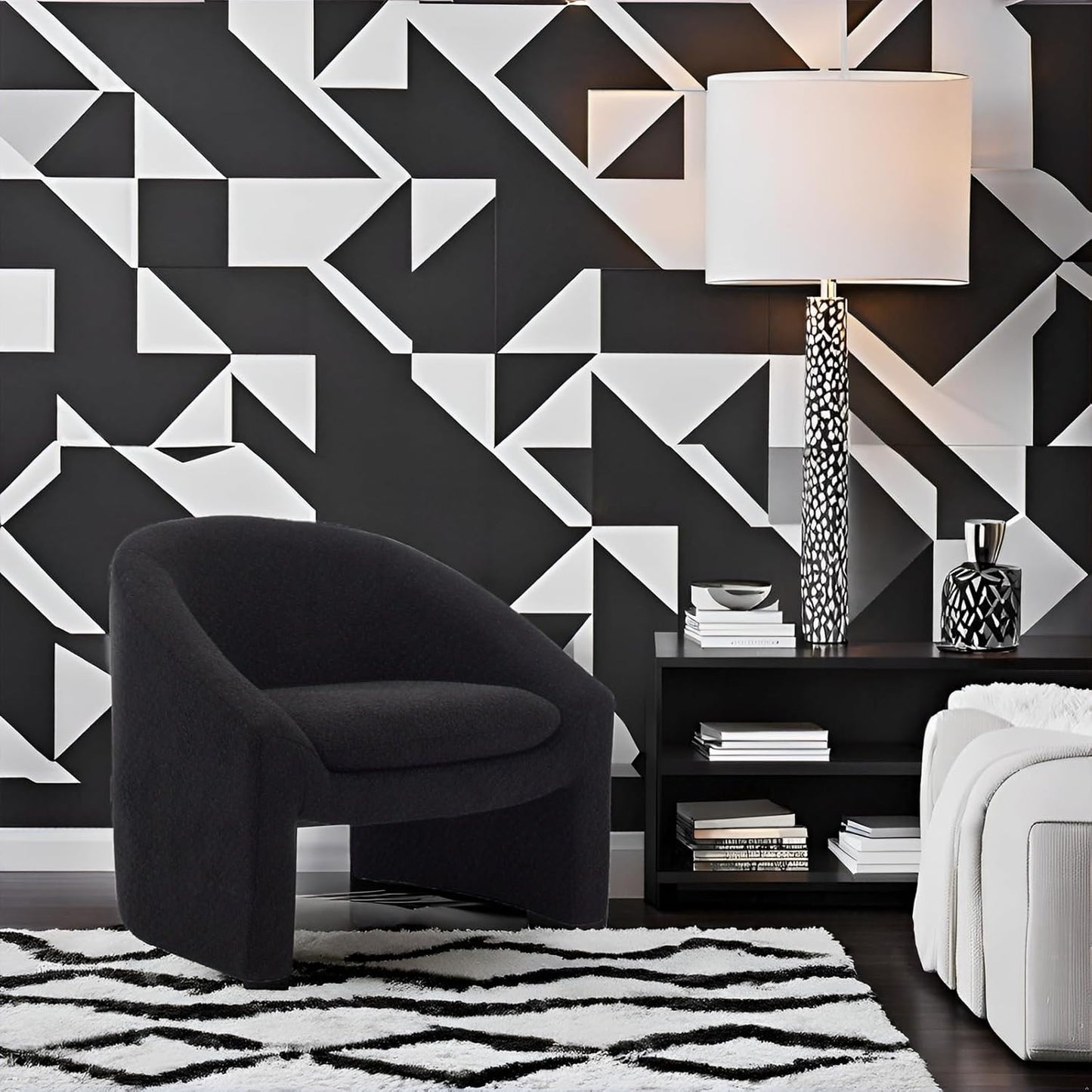 CIMOTA Barrel Black Accent Chair Sherpa Cozy Reading Armchair Modern Single Sofa Chair Upholstered Comfy Lounge Chair for Bedroom/Living Room/Indoor, Boucle