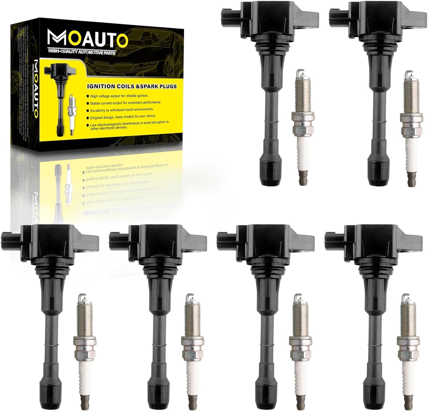 Set of 3 Ignition Coils Pack UF681 1321580003 & 3 PCS Iridium Spark Plugs Compatible with 2005-2015 Smart Fortwo 1.0L 0.8L Electric