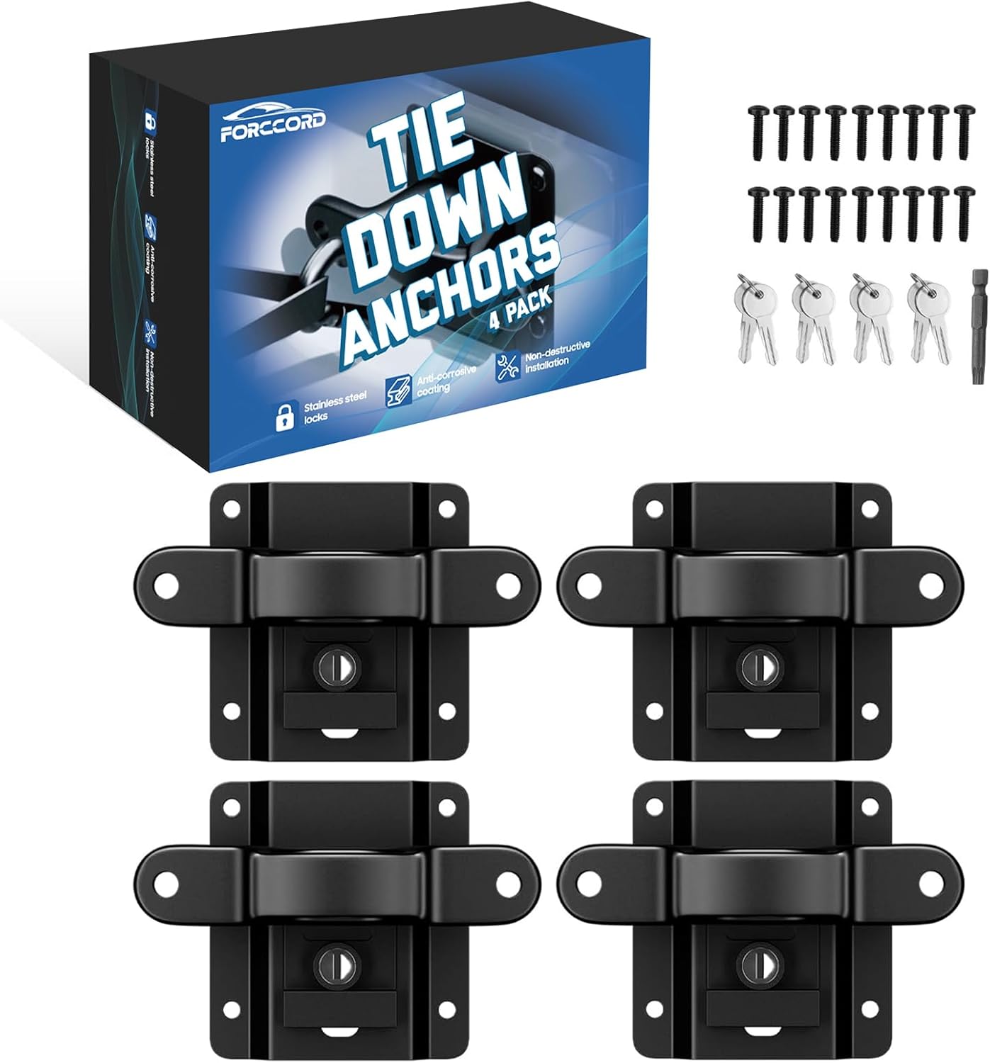 Tie Down Anchors Fit for Ford F150 F250 F350 & Raptor 2026 2025-2015 (Include Lightning) Truck Trailer Tie Down Anchors Car Accessories Replace# FL3Z-99000A64-B Bed Tie Downs for Truck-4 Pack