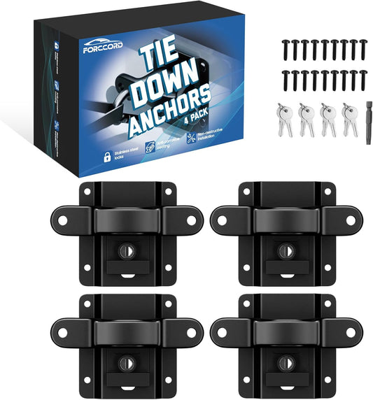 Tie Down Anchors Fit for Ford F150 F250 F350 & Raptor 2026 2025-2015 (Include Lightning) Truck Trailer Tie Down Anchors Car Accessories Replace# FL3Z-99000A64-B Bed Tie Downs for Truck-4 Pack