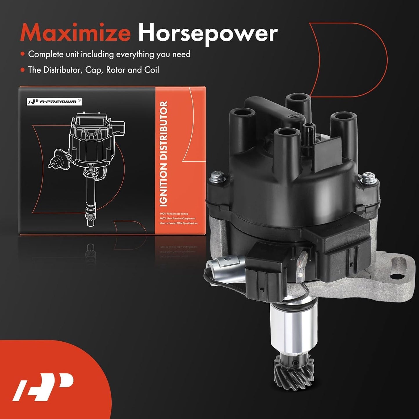 A-Premium Ignition Distributor with Cap and Rotor Compatible with Mazda MX-6 MX6, 626, 1995 1996 1997, 2.0L, Manual Transmission