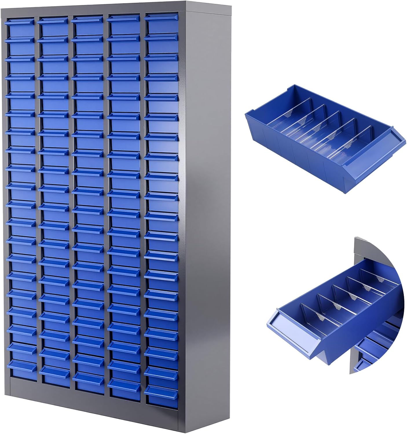 100 Drawers Bolt and Nut Organizer, Stainless Steel Part Cabinet with Shelfs & Labels - 26x9x46in Bolt Bin Cabinets for Workshop Tool & Hardware Storage and Organization (100 Drawer Stainless Steel)