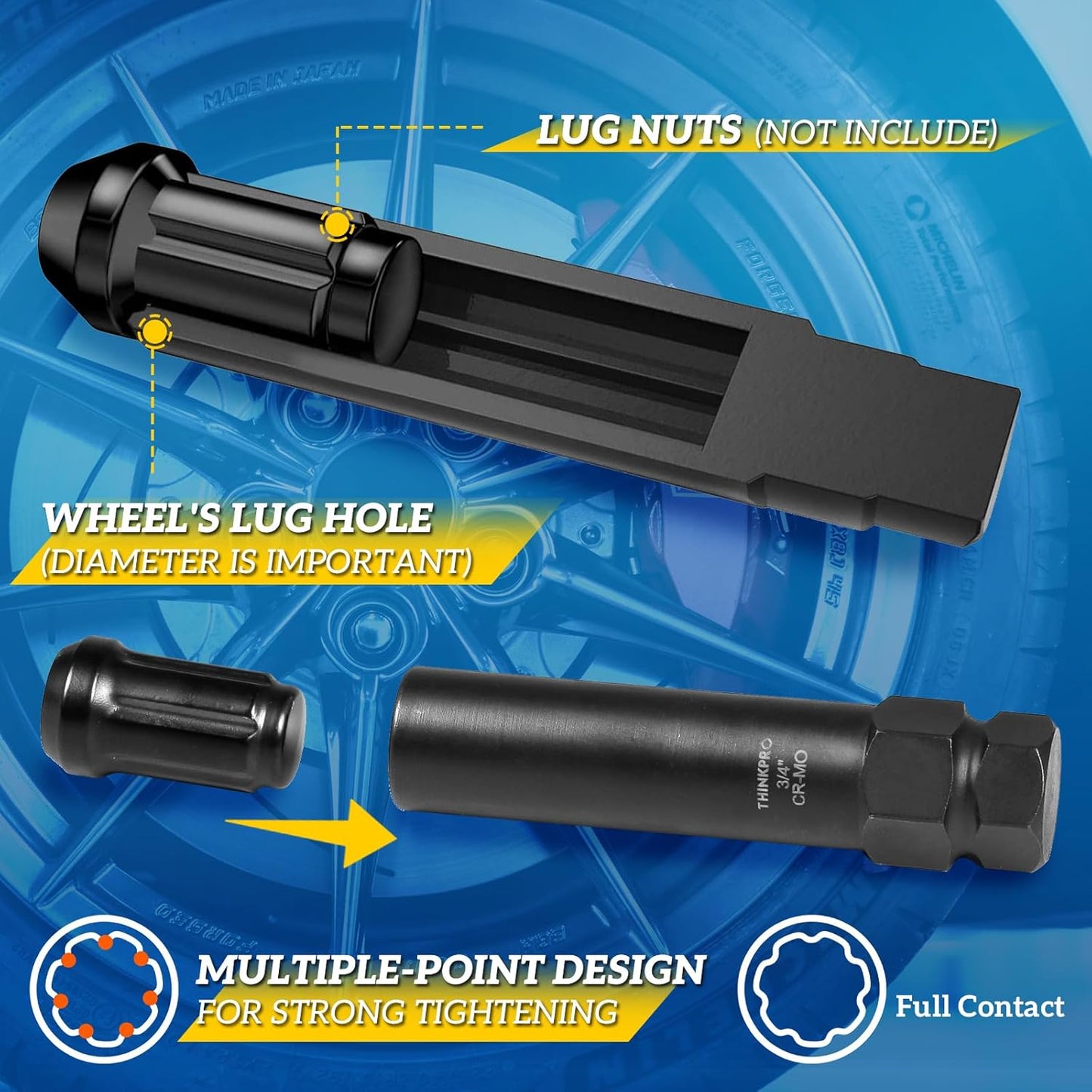 Wheel Lock Removal Kit 10 Piece, Spline Hex Master Key Set,Remove Rusted Frozen Lug Nuts on Aftermarket Wheels,Cr-Mo Steel