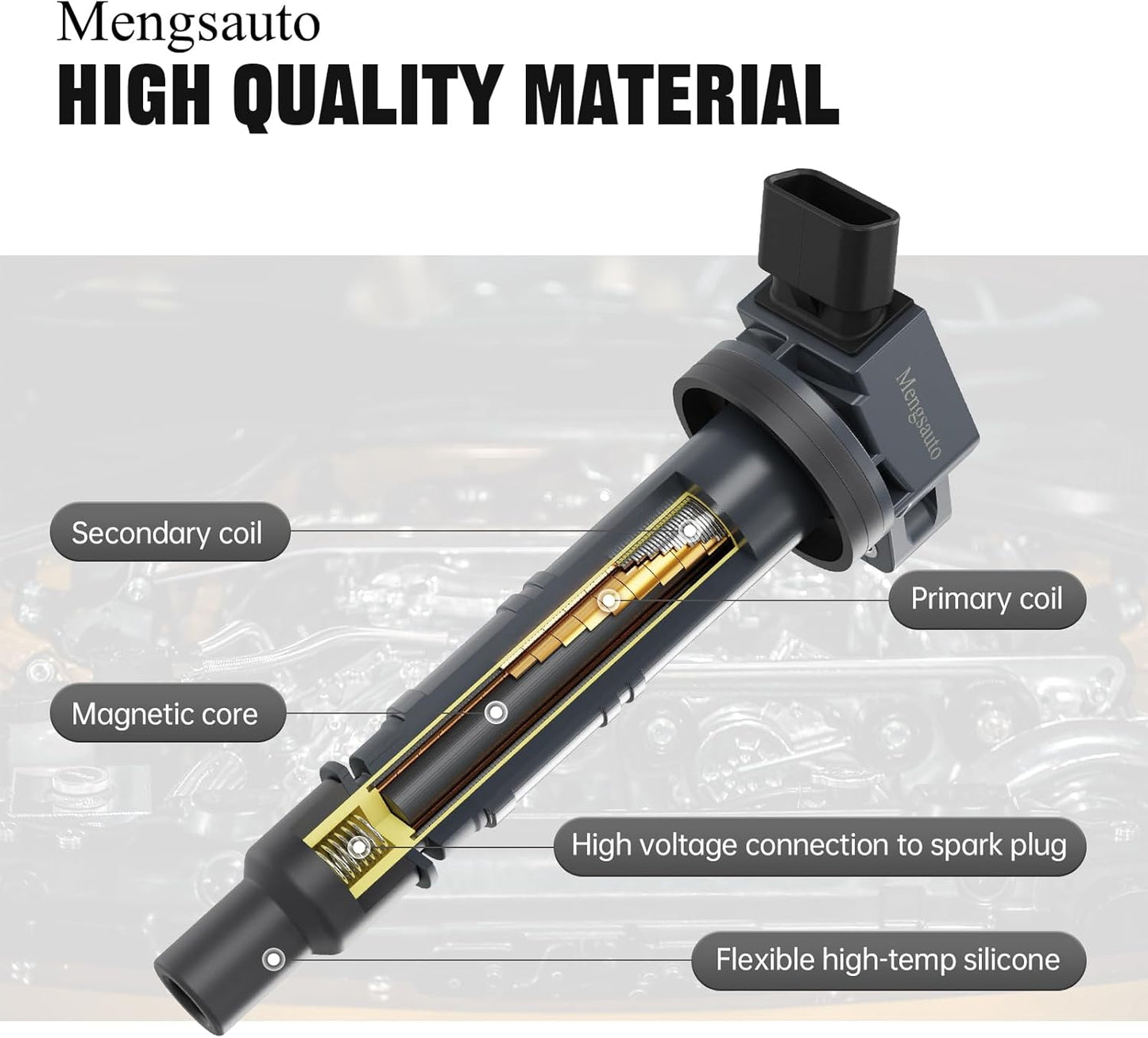 Set of 4 Ignition Coil Pack Compatible with 4.0 5.0 V6 V8 Toyota Tacoma 4Runner Tundra FJ Cruiser Scion xB 2005 2006 2007 2008 2009 2010 2011 2012 2013 2014 2015 Coil Packs Replaces 90919-02248