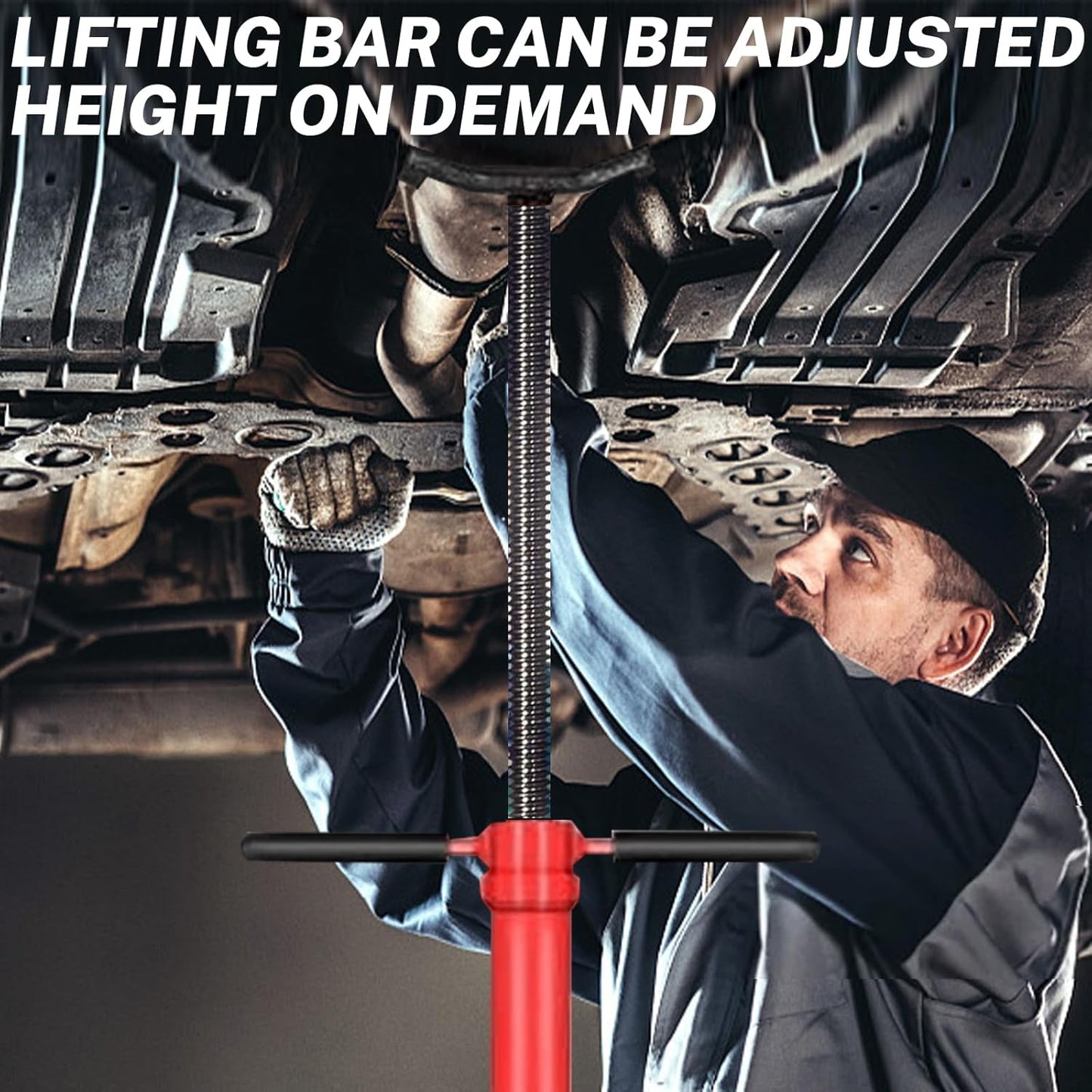 Underhoist Support Stand 1500lbs 0.75 Ton Capacity Pole Jack Heavy Duty Jack Stand Car Support Jack Lifting from 52inch to 75inch Easy Adjustment Round Base Automotive Support