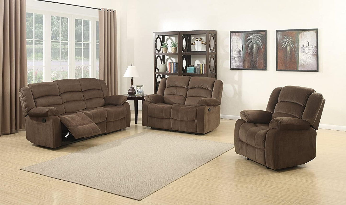 AC Pacific Bill Modern Fabric Upholstered Living Room Reclining with Padded Pillow Top Armrests, Chair, Walnut