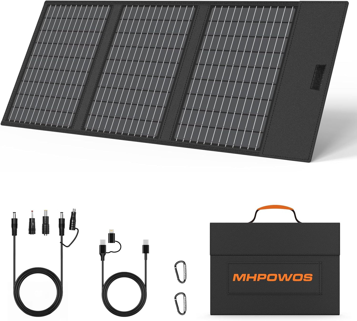 60W Portable Solar Panels Charger with USB-C, USB-A and DC Outputs Foldable IP67 Waterproof Solar Panel for Camping Hiking, Power Emergency for Small Power Station Generator, Phones, Power Bank