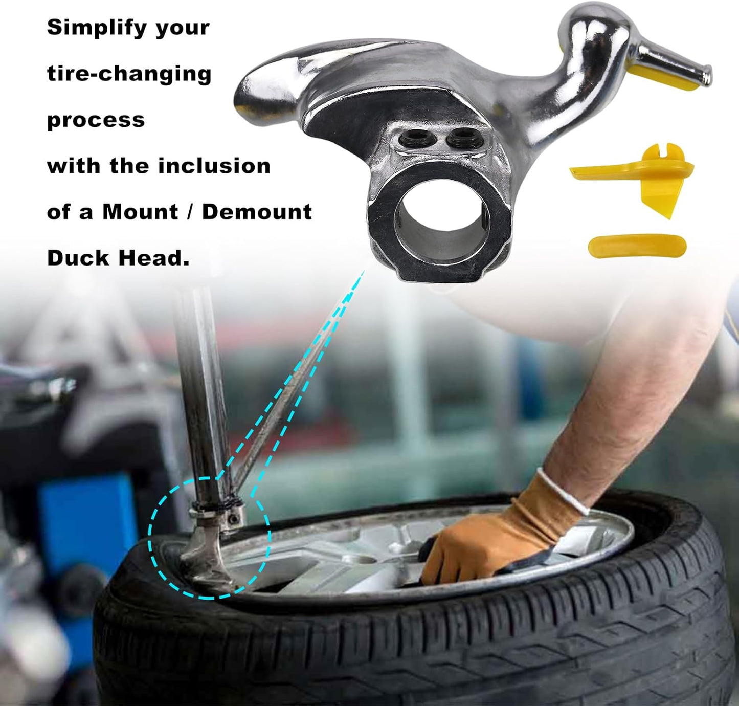 RULLINE 4PCS Tire Changer Adapter with Duck Head Compatible with ATV Motorcycle Tire Metal Tire Adapter Rim Clamp and Mount/Demount Duck Head
