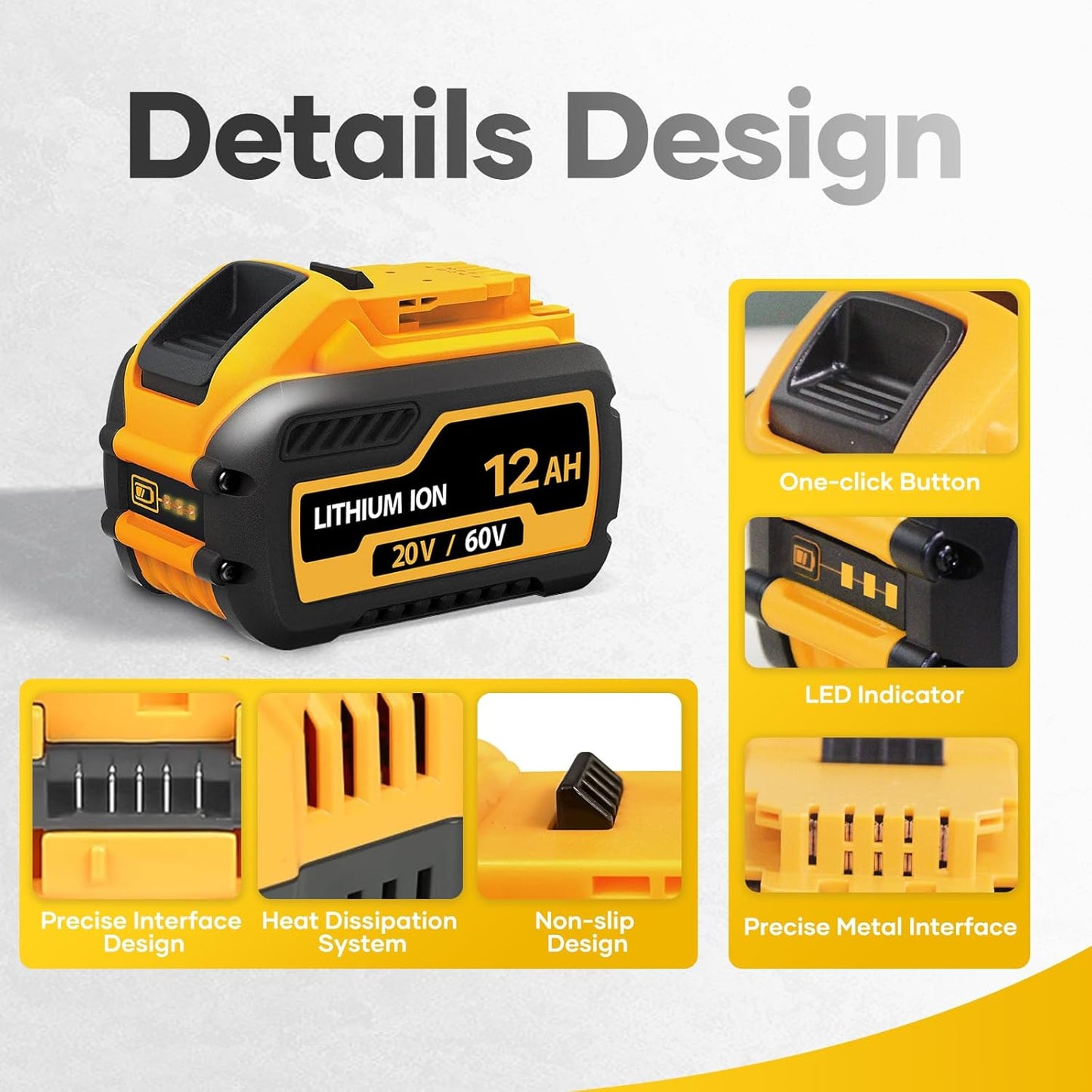 2-Pack 12000mAh Replace for Dewalt 20V 60V Max Battery Compatible with DCB606 DCB609 DCB612 DCB201 DCB200 DCB206 DCB207 Apply to Dewalt Cordless Power Tools