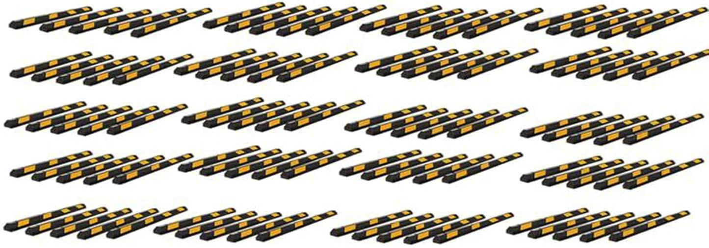 ZONETECH Large Heavy Duty Rubber Parking Curb – 72” Premium Quality Auto Garage Wheel Stopper Professional Grade w/Yellow Reflective Tape for Car, Truck, Trailer and RV (1-Pack)