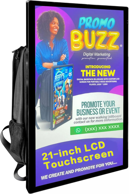 21-inch LCD Video Advertising Backpack,1920 * 1080 Resolution Ratio, Human Walking Backpack Digital Billboard (Mobile Version+Touch Screen)