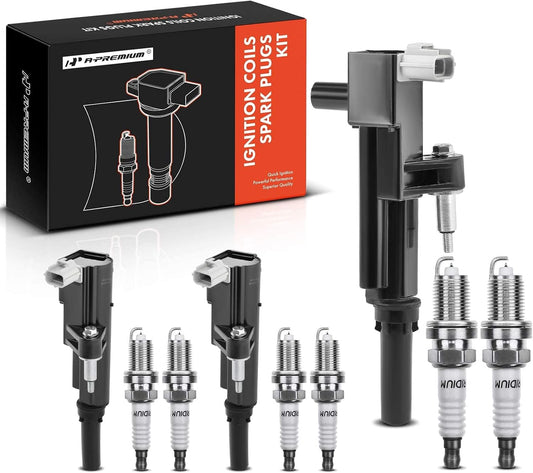 A-Premium Ignition Coils and Spark Plugs Kits Compatible with Ram 1500 2011-2012, Dakota 2011 & Jeep Grand Cherokee/Commander 2009-2010, Liberty & Dodge Durango, Nitro & Mitsubishi Raider 3-PC Set