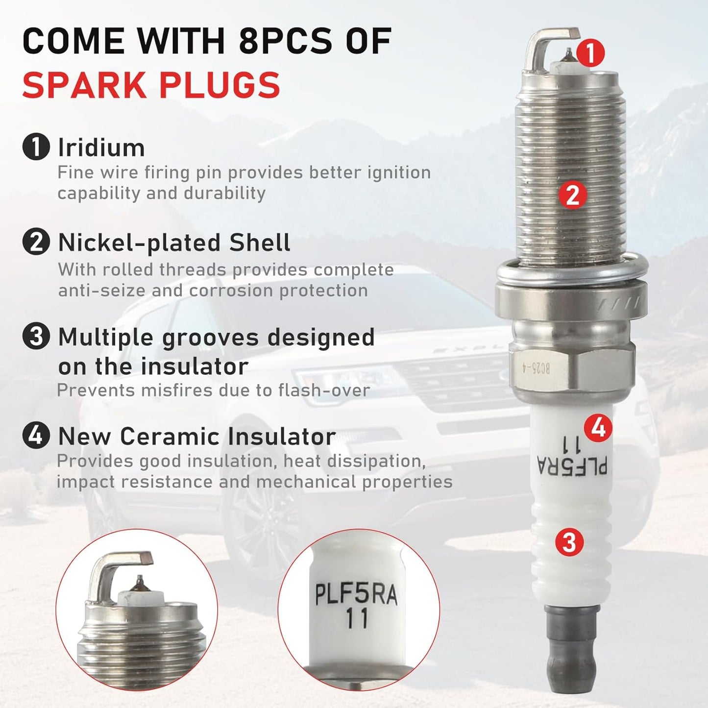 CarBole UF510 E1010 Ignition Coils Spark Plugs Set Replacement for Nissan QX56, Infiniti Titan Armada Pathfinder NV2500 NV3500