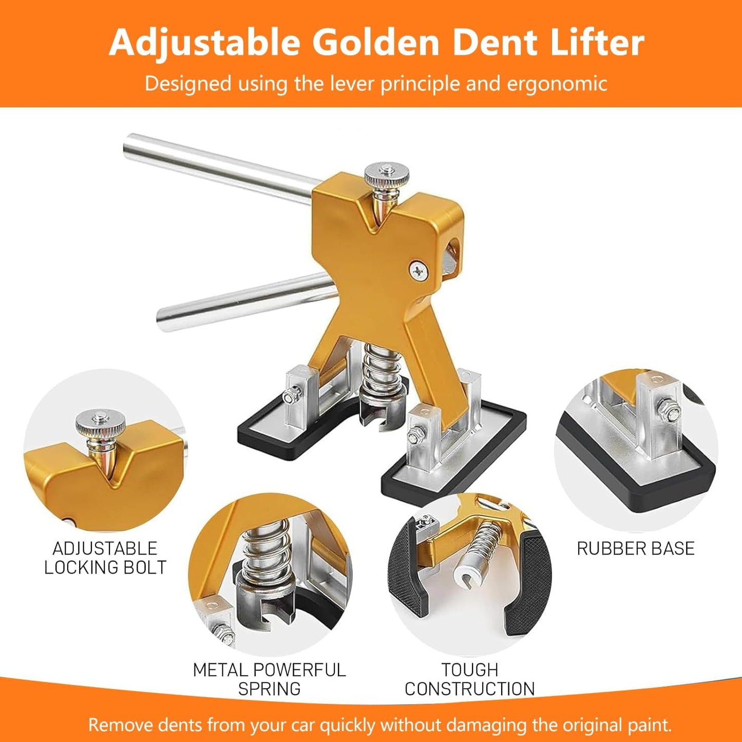 135pcs Dent Puller Kit, Paintless Dent Removal Kit for Dent Repair, Car Dent Repair Kit with T-Bar, Bridge Puller, Golden Lifter, Car Dent Remover for Car Refrigerator Door Ding Repair