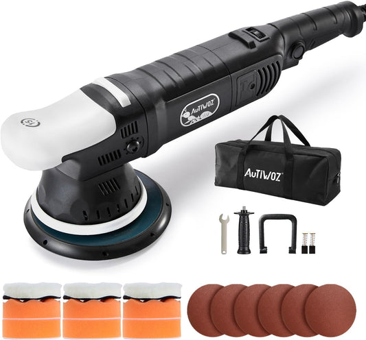 Car Buffer Polisher, 6-Inch Dual Action Polisher for Car Detailing, 15mm Random Orbital Car Polisher with 6 Variable Speeds1800-4800RPM, DA Polishers Kit for Car Detailing/Polishing/Waxing
