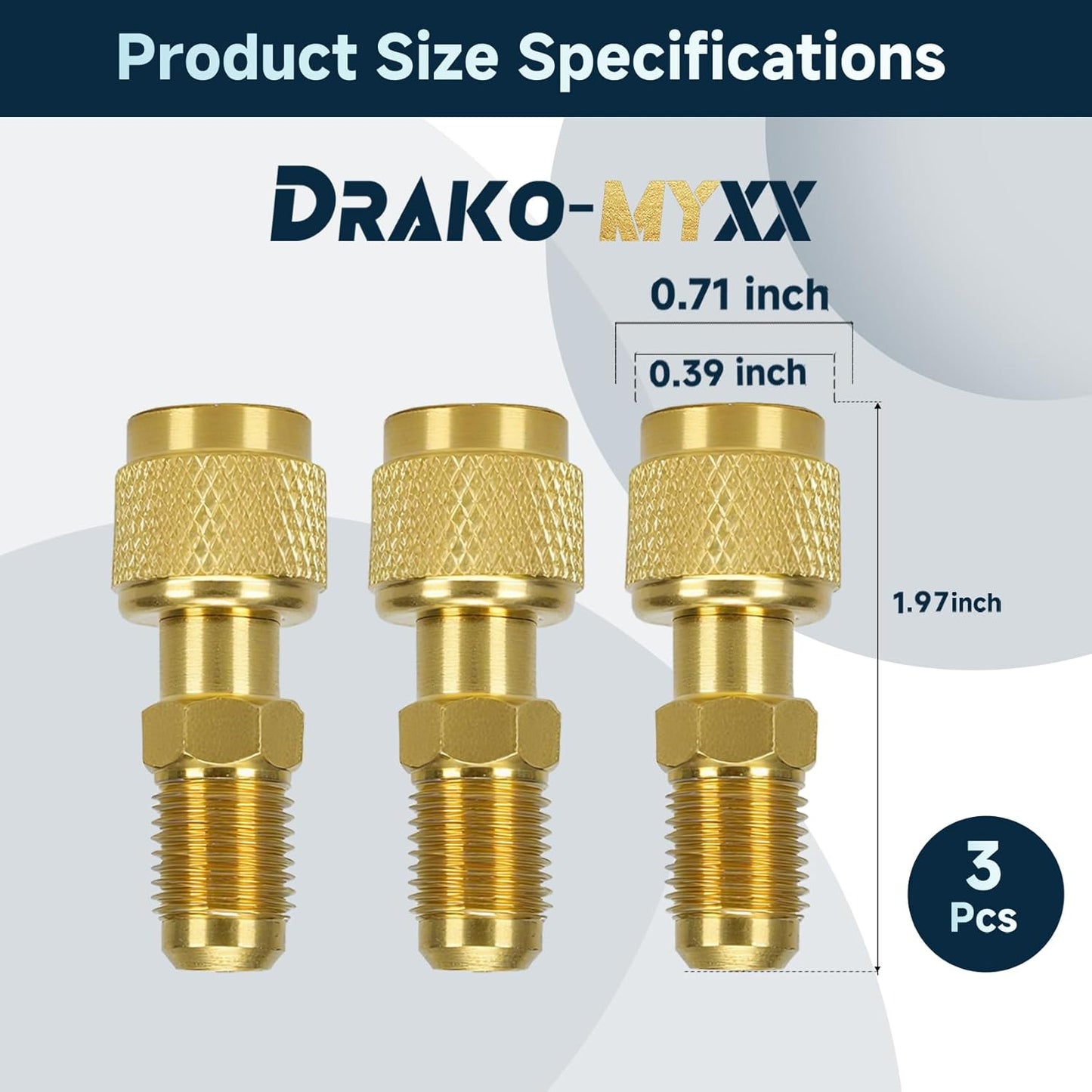3Pcs A2L R-32 R-454B Adapter, 1/4" Left-Hand Female to 1/4" Right-Hand Male Flare Fittings, for R-32/R-454B A2L Refrigerant LH Tanks and RH Service Hose, Brass HVAC Charging Adapter (Straight × 3)