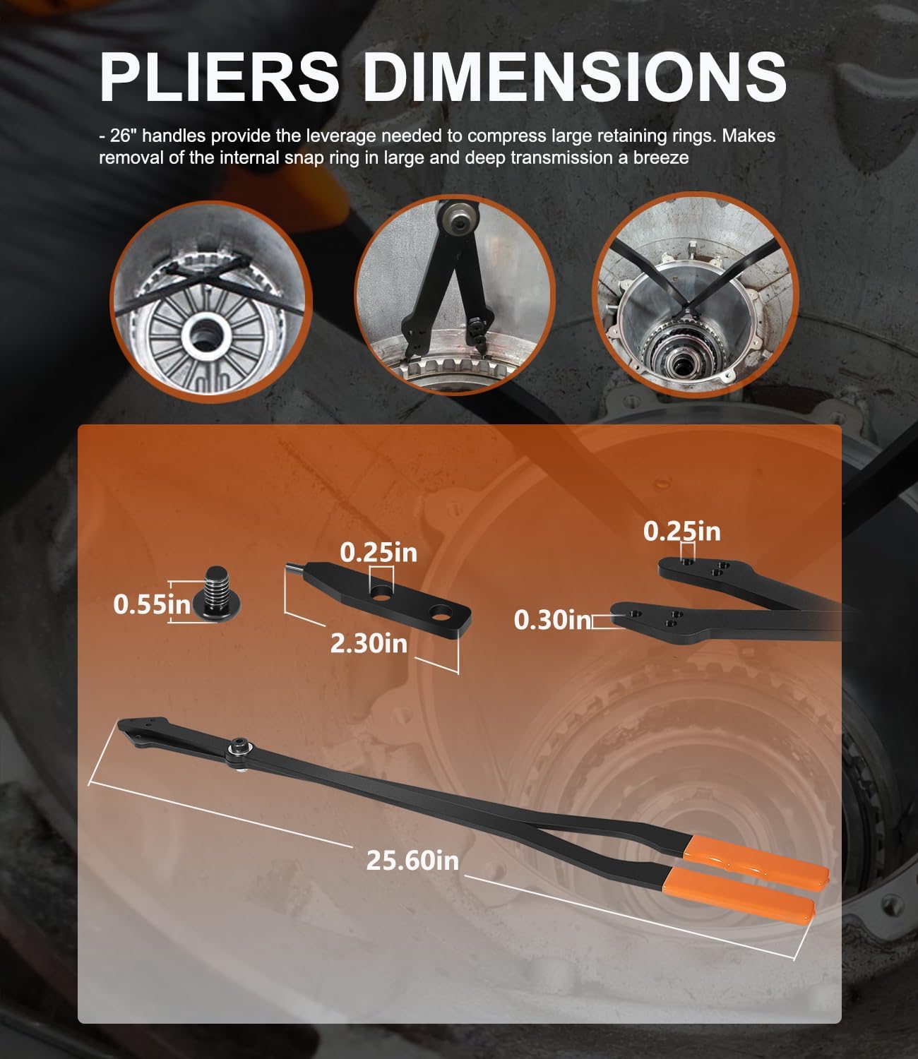 1489-26" Internal Retaining Ring Pliers, Large Transmission Snap Ring Tools Fit for GM 5L40, 5L50, 6L50, 6L80 and 6L90 Heavy-Duty Transmissions Pliers