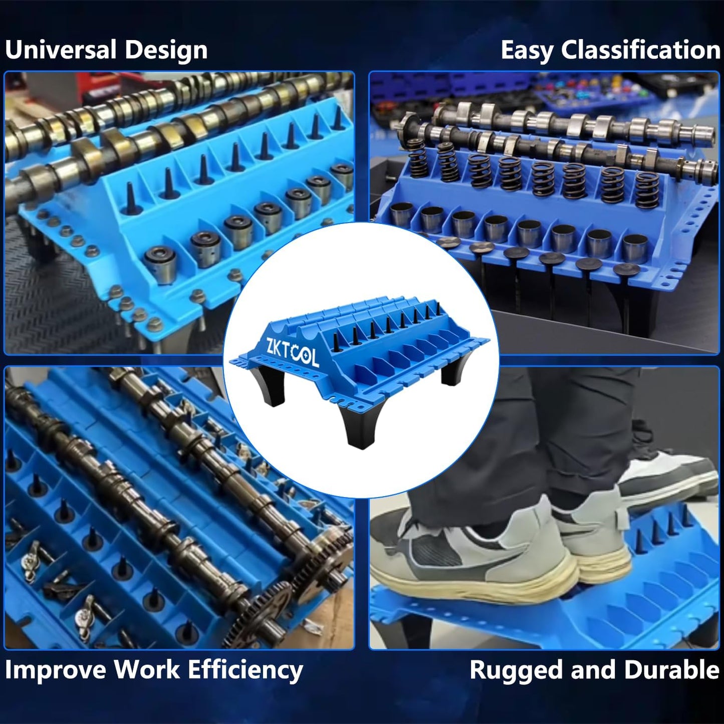 ZKTOOL Engine Cylinder Head Organizer Valves Tool,Engine Organizer Parts Tray,Valvetrain Organizer Trays,Engine Cylinder Head Tray Organiser,Store Car Cylinder Head Parts (Valves, Springs, Camshafts)