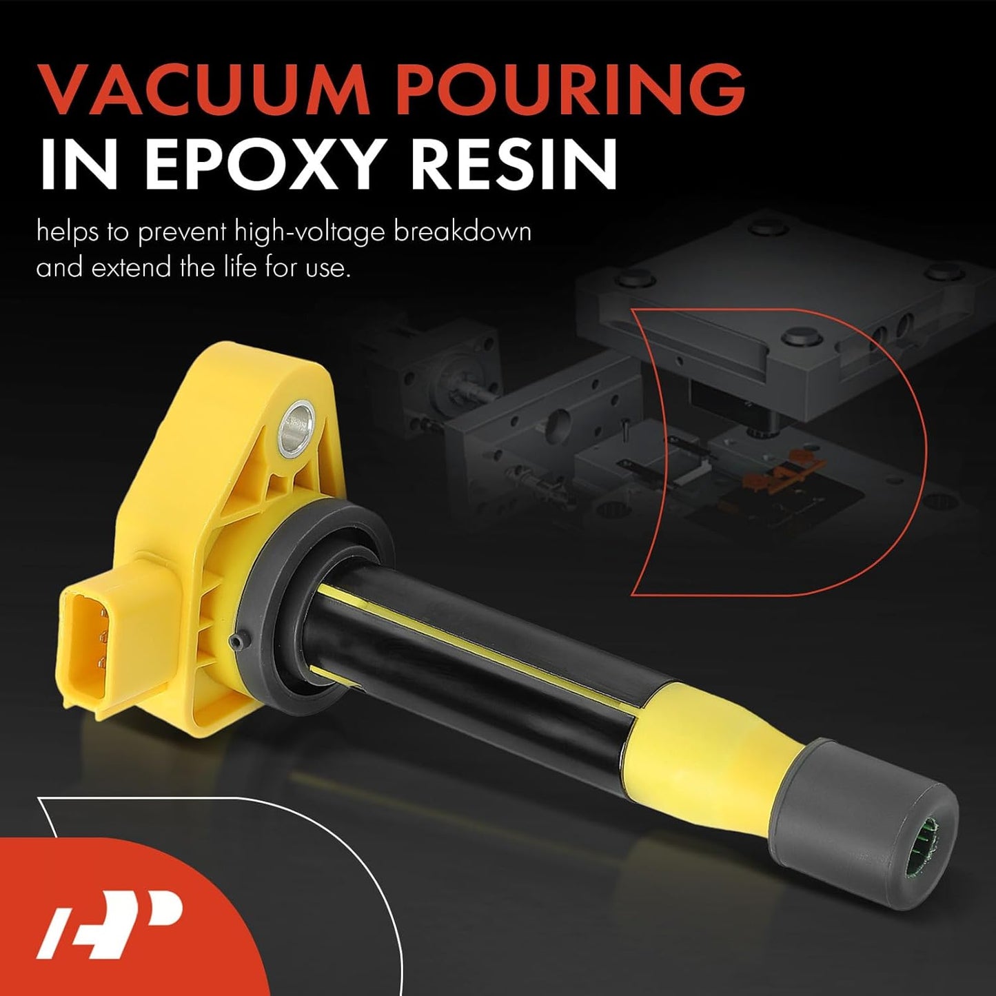 A-Premium (Yellow) Engine Ignition Coil Pack Compatible with Honda Accord 2000-2003, Odyssey 1999-2010 & Acura TL 1999-2008, RL 2005-2008, CL 2001-2003, 3.0L 3.2L 3.5L, Replace# 30520RCAA01, 6-PC Set