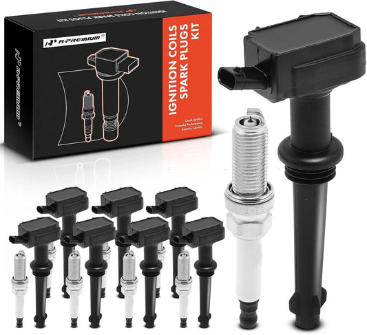 A-Premium Set of 8 Ignition Coil Pack and Iridium Spark Plugs Compatible with Land Rover Range Rover 2010-2012, LR4 2010-2013, Range Rover Sport 2010-2013 & Jaguar XF, XJ, XK, XFR, XKR, XKR-S