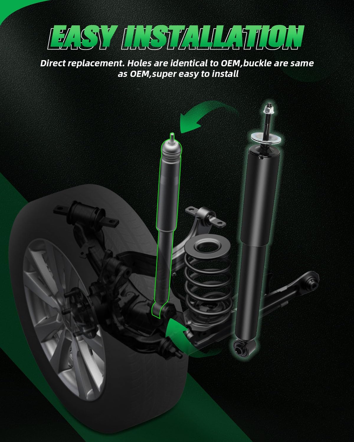 SCITOO Rear Shocks Set of 2 for Malibu, Shocks Absorbers and Struts Fits 04 05 06 07 08 09 10 11 12 for Chevy Malibu,05 06 07 08 09 10 for Pontiac G6,07 08 09 for Saturn Aura Amortiguadores