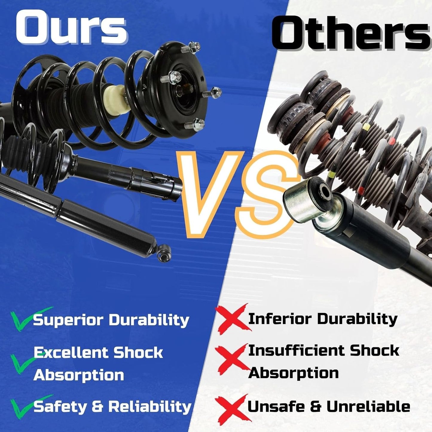 Shocks and Struts - Set (4) Front Rear Strut Shocks Kit, Shock Absorber Suspension Strut Brhaspatip for Cadillac Escalade 2007-2014 for Cadillac Escalade EXT 2007-2013