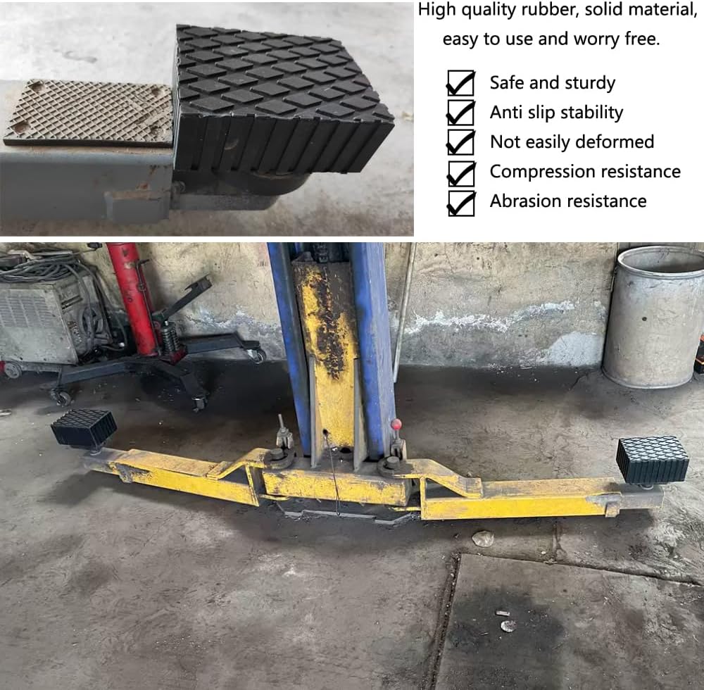 4 Pure Solid Universal Rubber Lift Pads, Used for car Lifts, Jacks, Frames 6-3/8" x 4-3/4" x 2" (160mm x 120mm x 50mm)