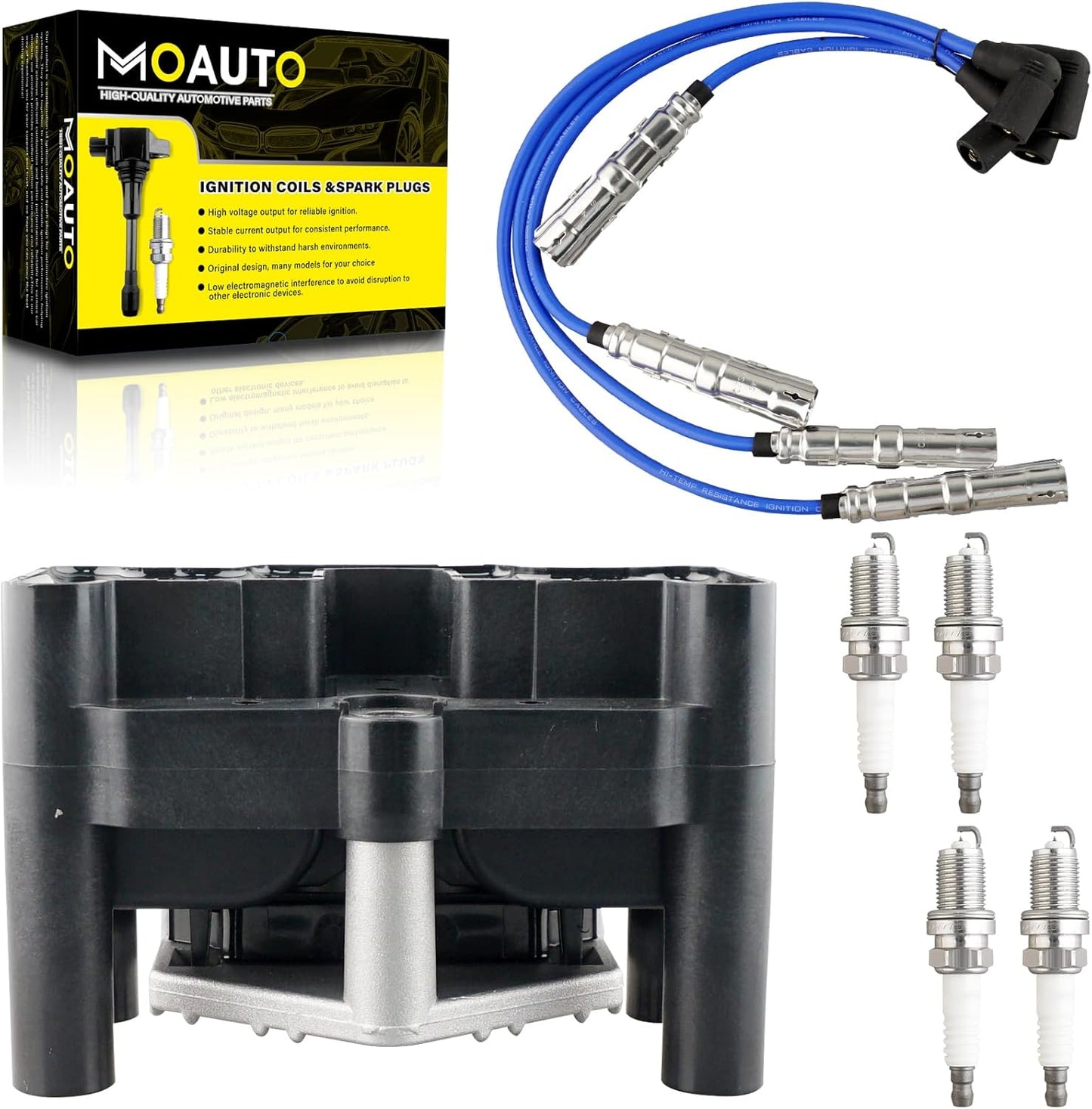 Set of 2 UF196 and 1 UF197 Ignition Coils Pack & 6 PCS Iridium Spark Plugs with Wire Set Compatible with Mitsubishi Montero 1997-2002 Montero Sport 1997-2004 - V6 3.5L 3.0L