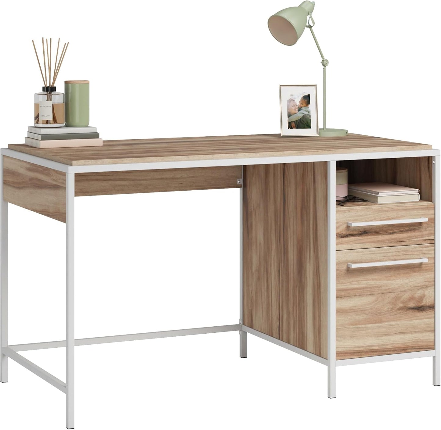 Sauder Nova Loft Home Office Desk with Drawers, Kiln Acacia