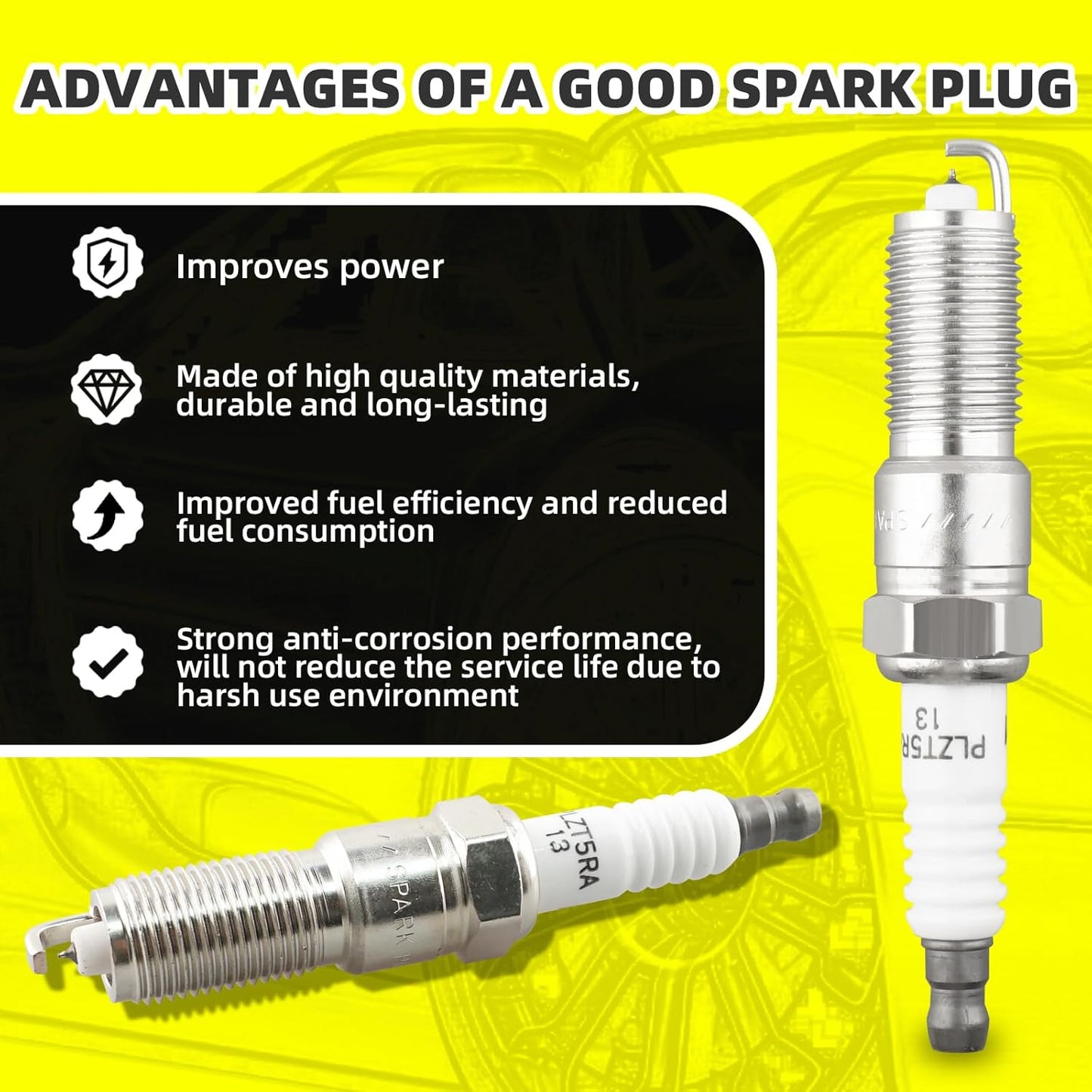 Set of 1 Ignition Coils Pack UF403 4609103AC & 4 PCS Iridium Spark Plugs with Wire Set Compatible with Dodge SX 2.0 2003-2005 2.0L Chrysler PT Cruiser 2003-2009 2.4L