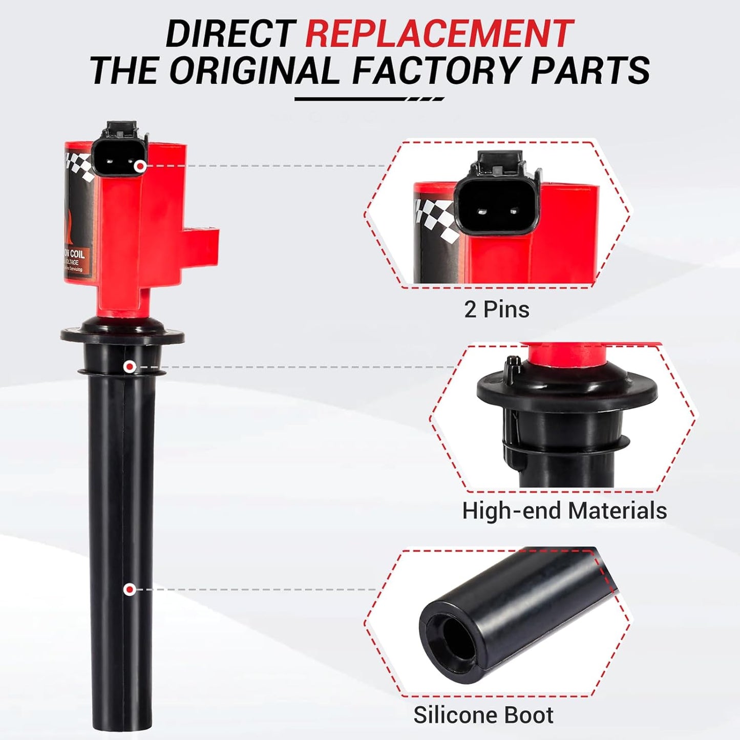 CarBole 6 Ignition Coil Packs DG500 FD502 and Spark Plugs SP493, Replacement for Ford Escape Freestyles Taurus, Mercury Mariner Montego Sable, OE# UF406 DG513 FD495 C1458 C1387