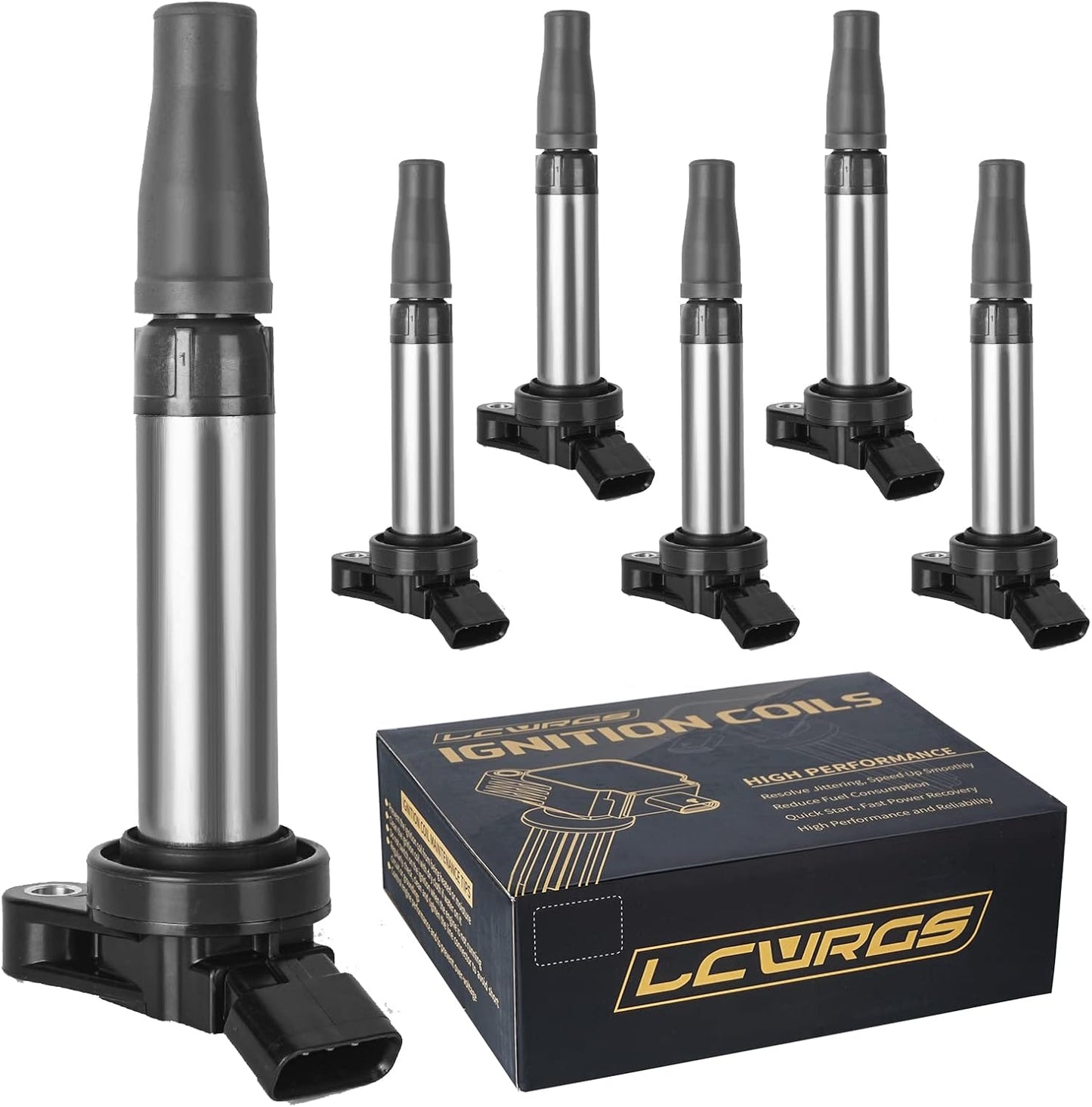 6PCS Ignition Coils Fits for 3.5 V6 Toyota Sienna Camry Rav4 Highlander Venza Avalon Lexus ES350 RX350 IS250 IS350 2007 2008 2009 2010 2011 2012 2013 2014 2015 2016 Coil Packs Replaces UF487