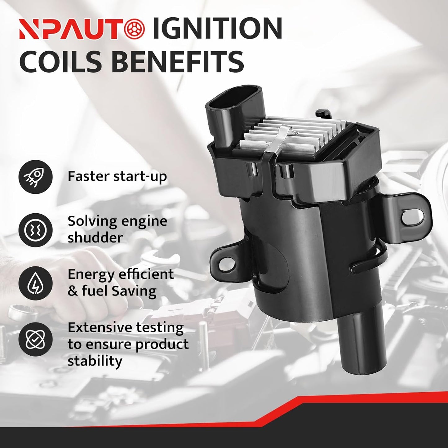 Round Ignition Coil Pack Compatible with V8 4.8 5.3 6.0 Chevy Silverado 1500 2500 Tahoe Suburban Express Avalanche GMC Sierra Yukon XL Savana Escalade, 2001 2002 2003 2004 2005 2006, D585 C1251 UF262