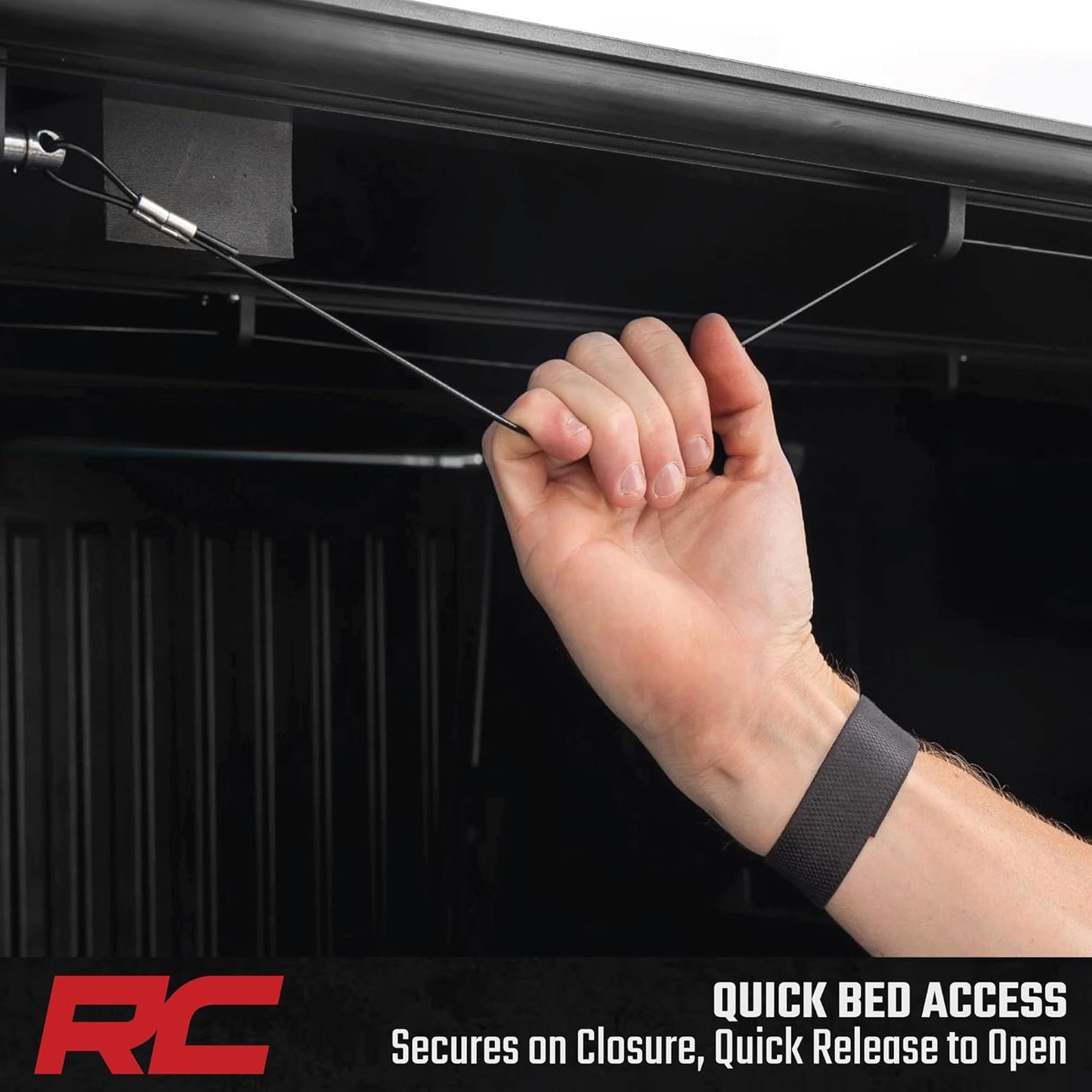 Rough Country Hard Tri-Fold Tonneau Cover for Chevy Silverado & GMC Sierra 1500 (2019-2025) - Low-Profile Aluminum Truck Bed Cover, Fits 5'10 Bed (69.9")