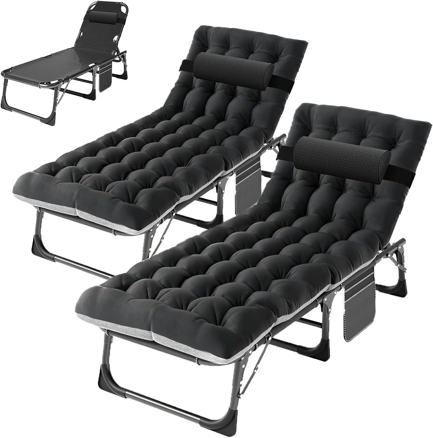 ABORON Chaise Lounge Chair,5 Positions Padded Outdoor Tanning Chair,Heavy Duty Portable Lounge Chair for Outdoor Sunbathing Patio Pool Lawn Deck Poolside,Support up to 440 Lbs