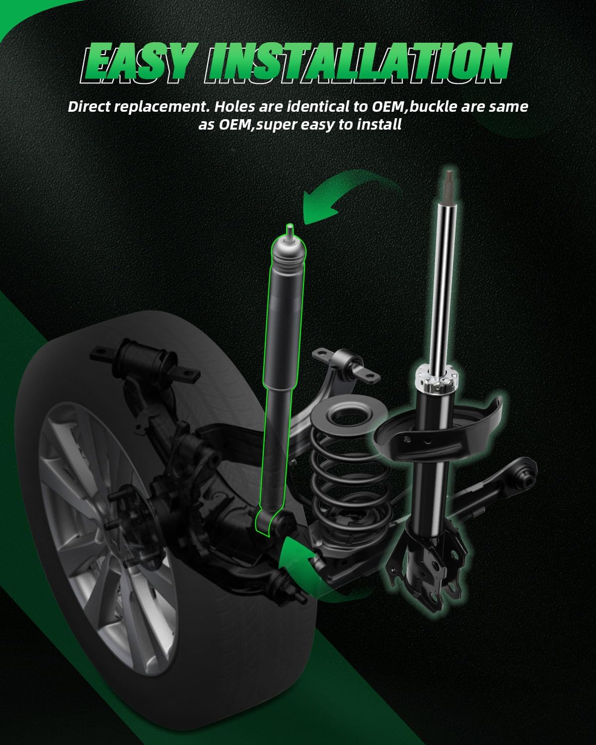 SCITOO Front Shocks Set of 2 for RDX, Shocks Absorbers and Struts Fits 2007 2008 2009 2010 2011 2012 for Acura RDX,2007 2008 2009 2010 2011 2012 for Honda CR-V Amortiguadores