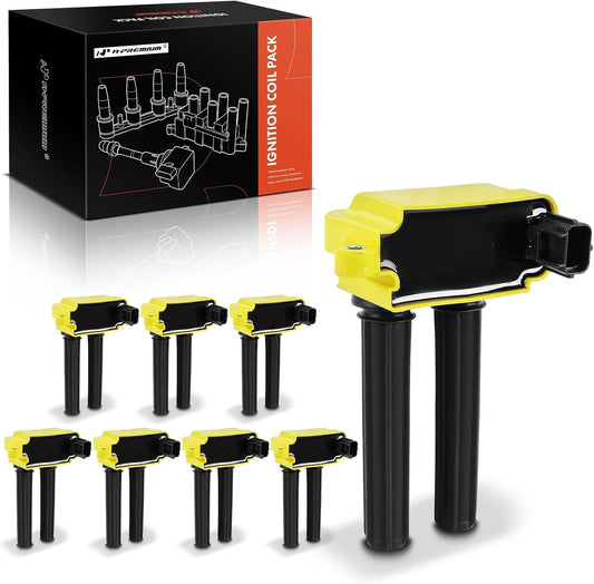 A-Premium (Yellow) Engine Ignition Coil Pack Compatible with Ram 1500 2500 3500 & Jeep Grand Cherokee, Wrangler, Commander & Dodge Ram 1500, Charger, Durango, Challenger, Magnum & Chrysler 300, Aspen