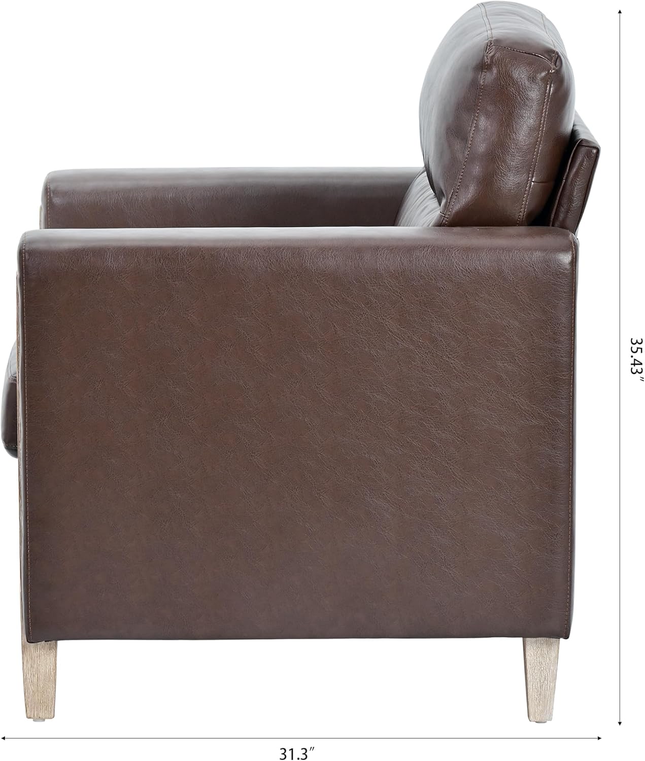 Christopher Knight Home Aurla Accent Chair, Uphostered Club Chair, Armchair with Wood Legs, Faux Leather Single Sofa, Comfort Seating 1 Seater Sofa Chair for Living Room Reading Room Bedroom, Brown