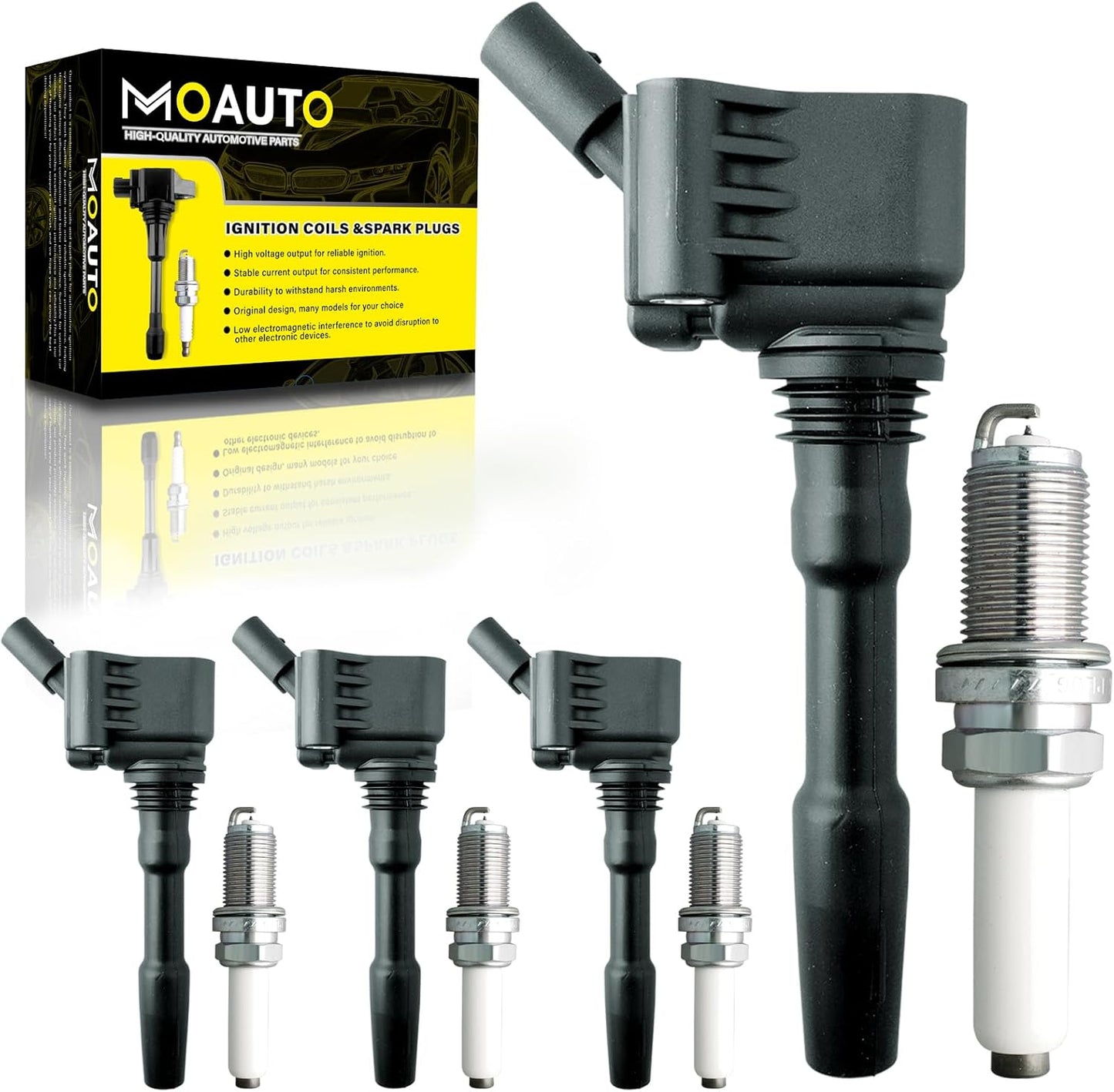 Set of 3 Ignition Coils Pack UF681 1321580003 & 3 PCS Iridium Spark Plugs Compatible with 2005-2015 Smart Fortwo 1.0L 0.8L Electric