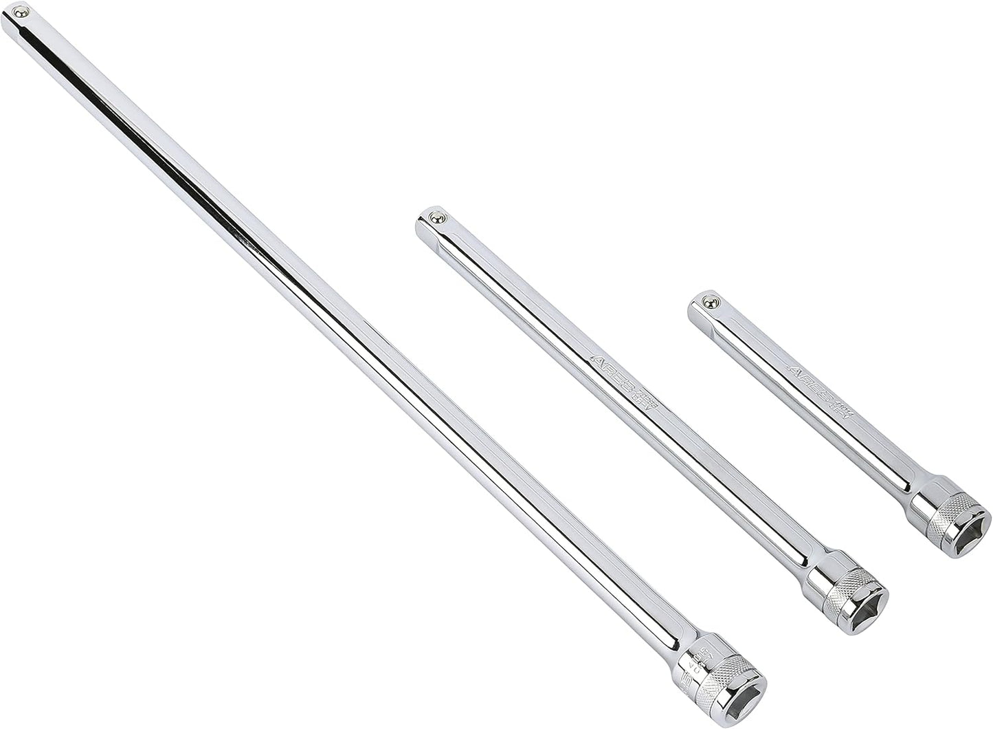 ARES 27094 – 3-Piece 3/8-Inch Drive Locking Impact Socket Extension Set – Aluminum Locking Ring Collar for Quick Release of Sockets and Accessories – 3-Inch, 6-Inch, and 12-Inch Extensions