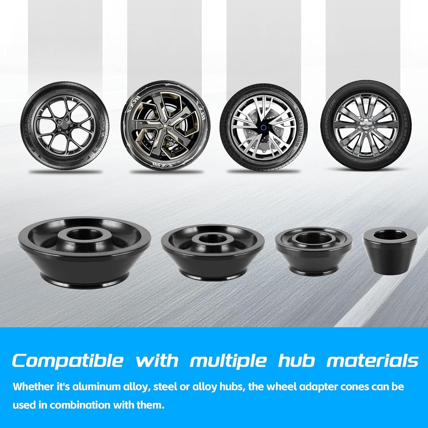 Wheel Balancer Cone 40mm 4pcs Tire Balancing Machine Cones Set Hub Centric Adapter for Tire Balancing Machines, Universal Fit for Cars/SUVs/Trucks(40mm/1.57in)