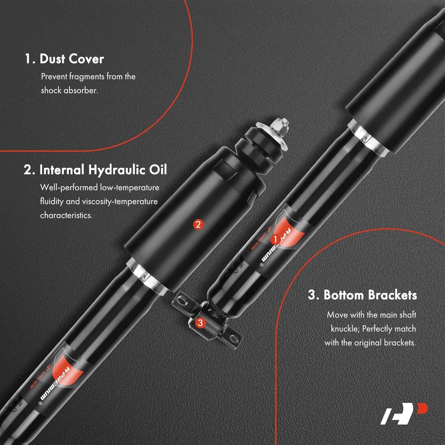 A-Premium Front Shock Absorbers Compatible with Chevy Corvette 1997-2013, 2-PC Set