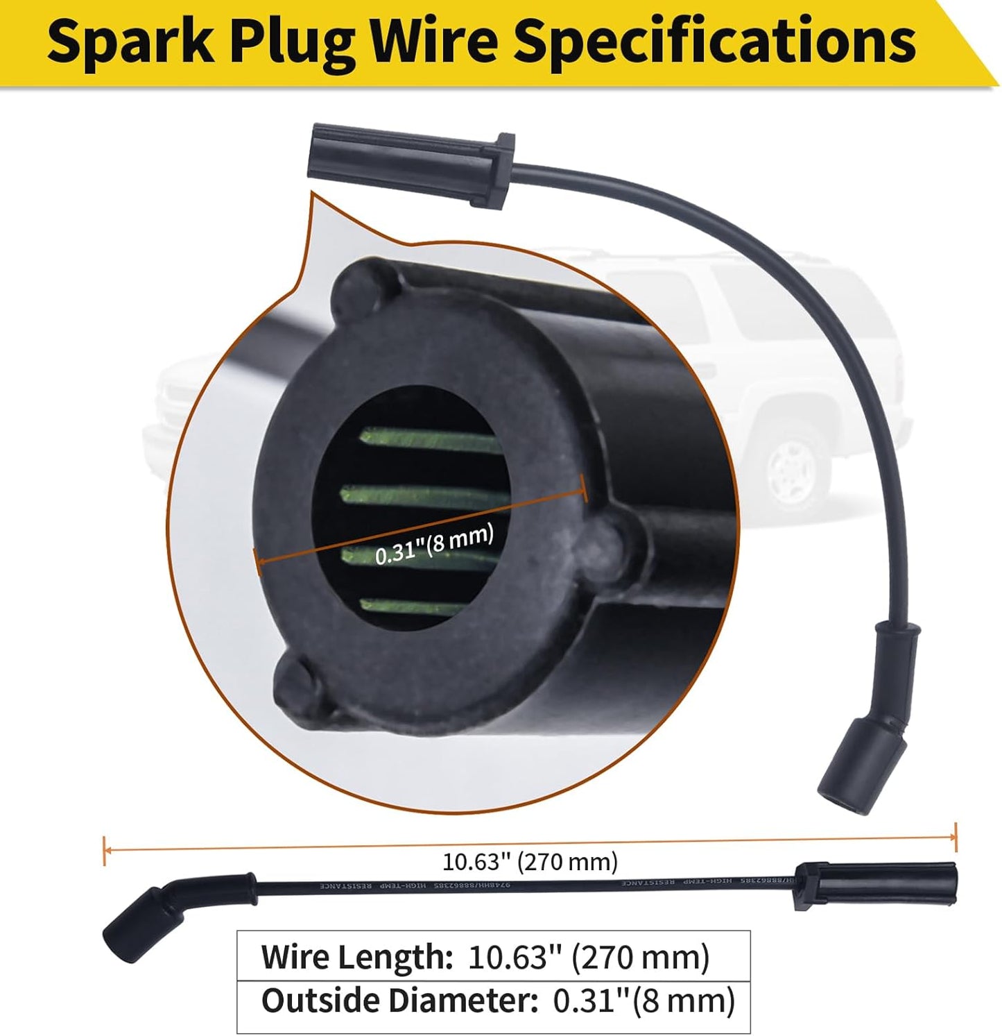 Upgraded 41-962 Spark Plugs Wires Set for 1999-2012 Chevy Silverado Tahoe Suburban, Yukon Sierra, Escalade Spark Plugs and Wires Tune up Kit; Motor 4.8 5.3 6.0 - Pack of 16