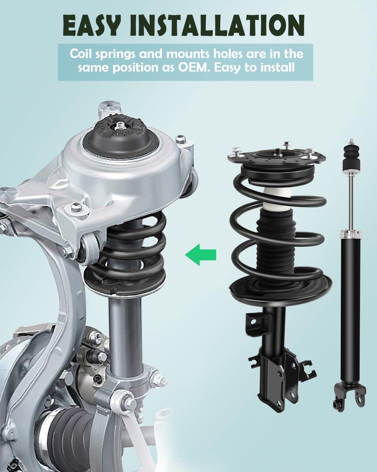 SCITOO Front and Rear Shock Absorber Assembly Fit for 2007-2012 for Nissan Altima, Complete Shock and Strut Assembly Kit Fit for 172393 182393 349075 4PCS