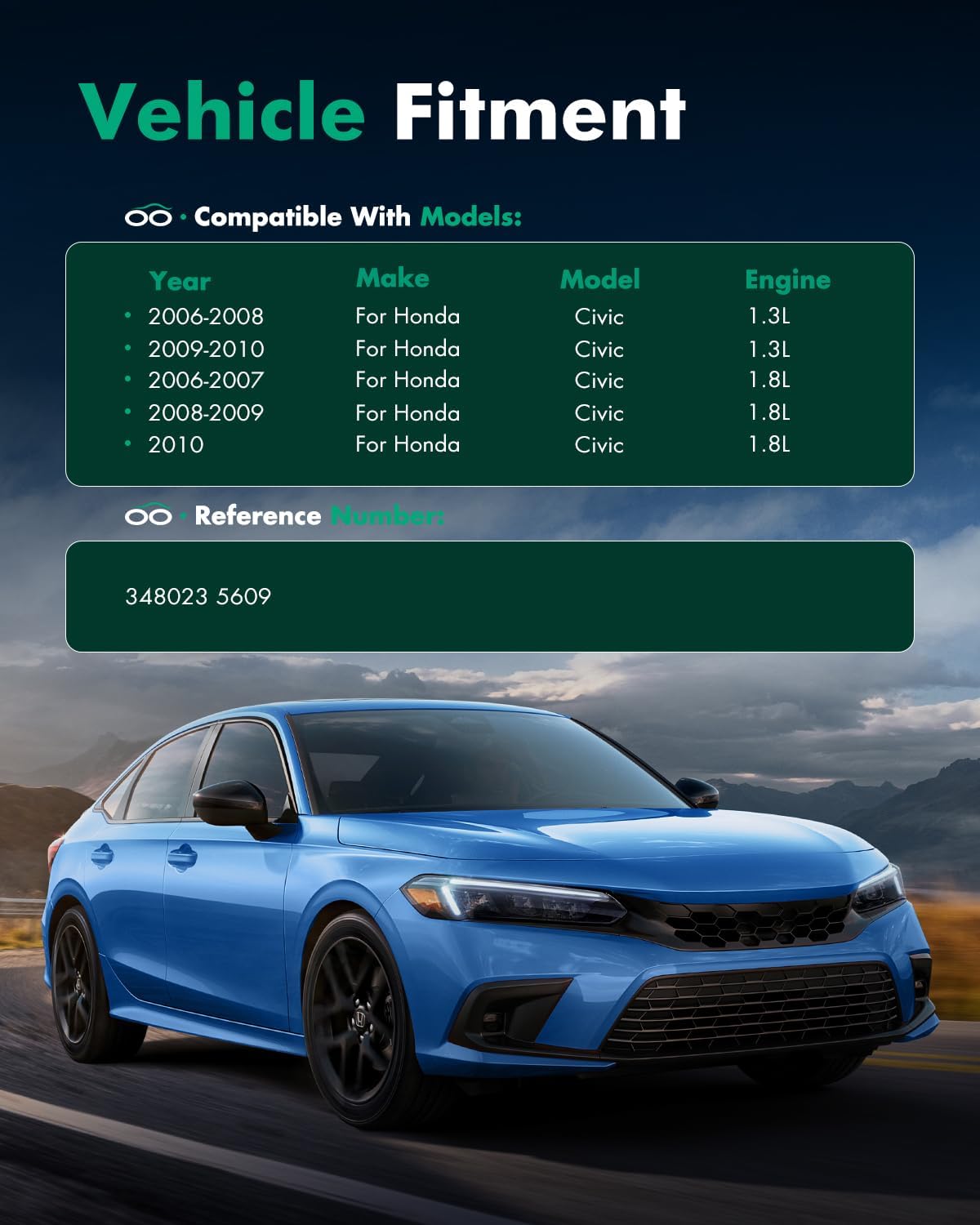 SCITOO Shock Absorbers, Gas Rear Struts Shock Absorber Fit for 2006 2007 2008 2009 2010 Honda Civic 348023 5609 Set of 2