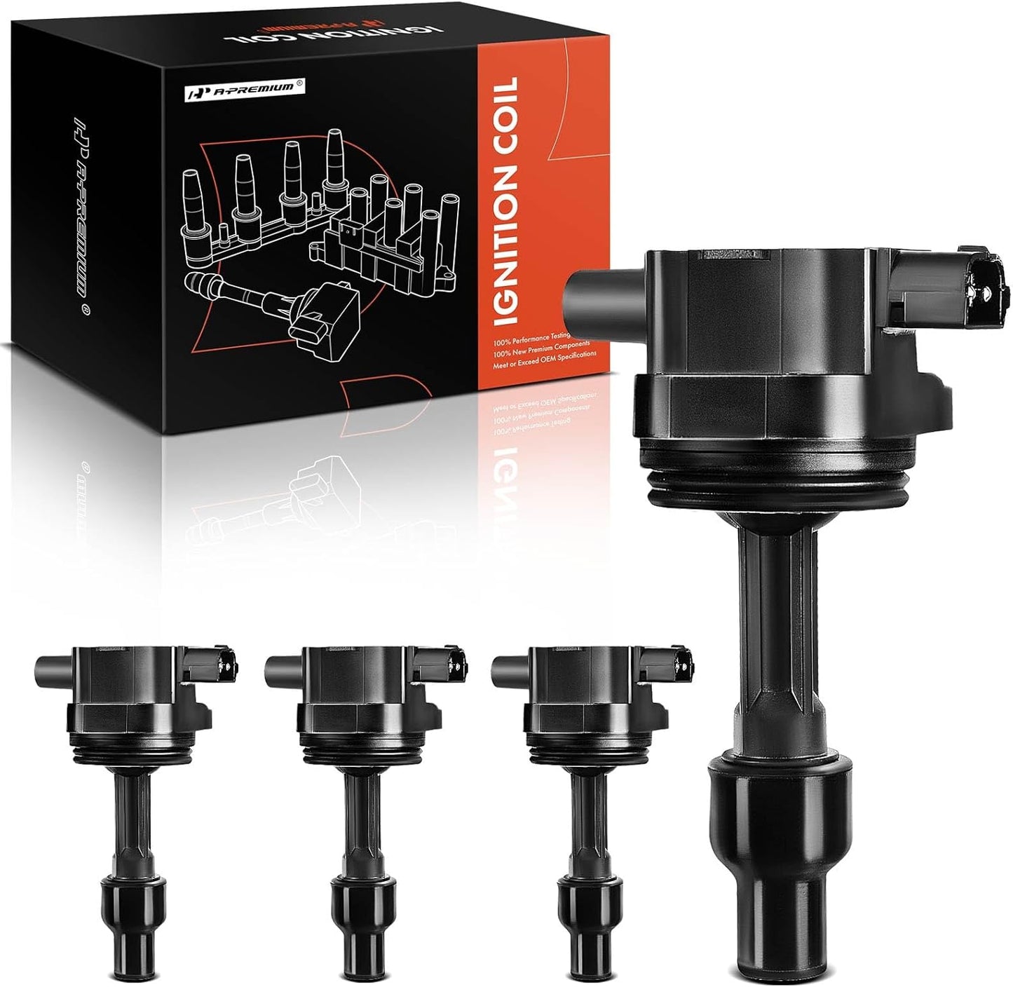 A-Premium Engine Ignition Coil Pack Compatible with Volvo S40 2000-2004, V40 2000-2004, L4 1.9L Turbocharged FWD, 2-PC Set