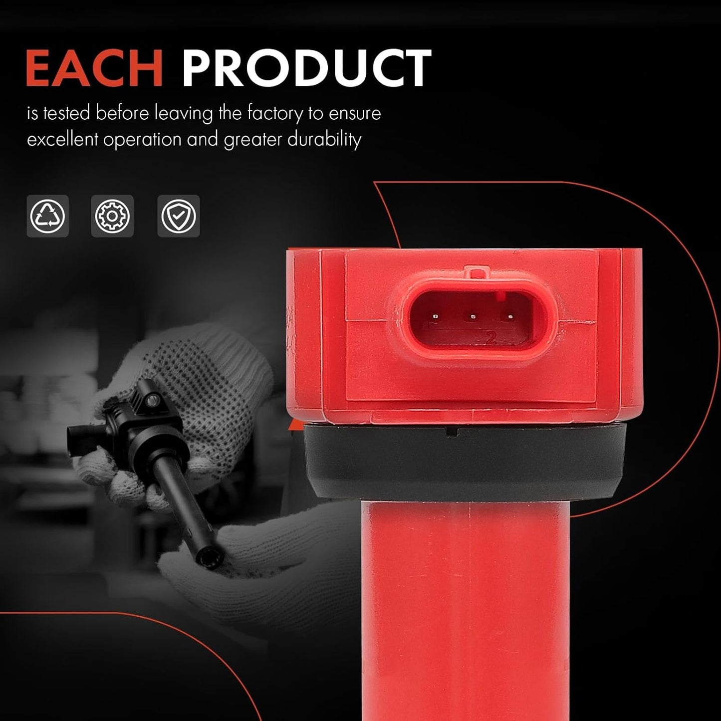 A-Premium (Red) Engine Ignition Coil Pack Compatible with Jeep Compass Patriot 2007-2017 & Dodge Journey 2009-2020, Avenger 2008-2014, Caliber 2007-2012 & Chrysler 200 2011-2014, Sebring, 4-PC Set