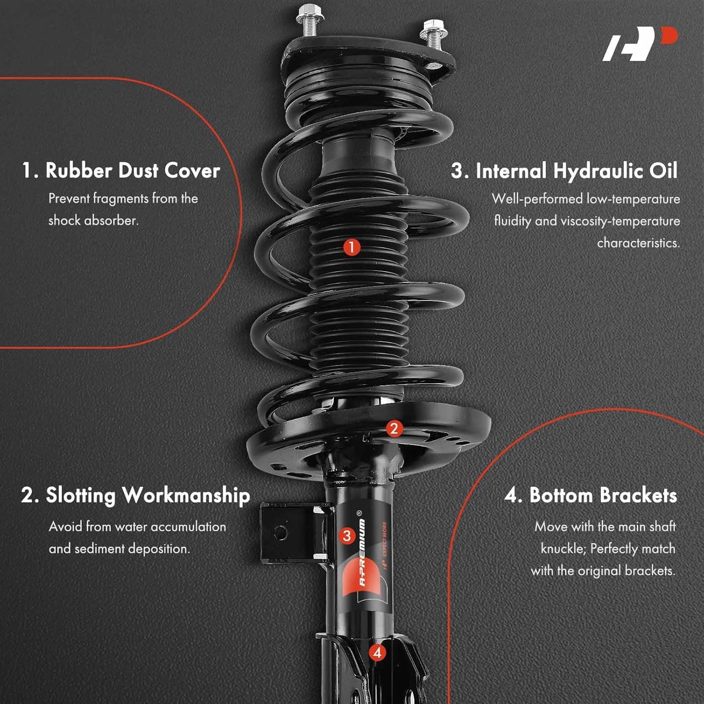A-Premium Front Pair (2) Complete Strut & Coil Spring Assembly Compatible with Mazda 6 2014 2015 2016 2017, Driver and Passenger Side